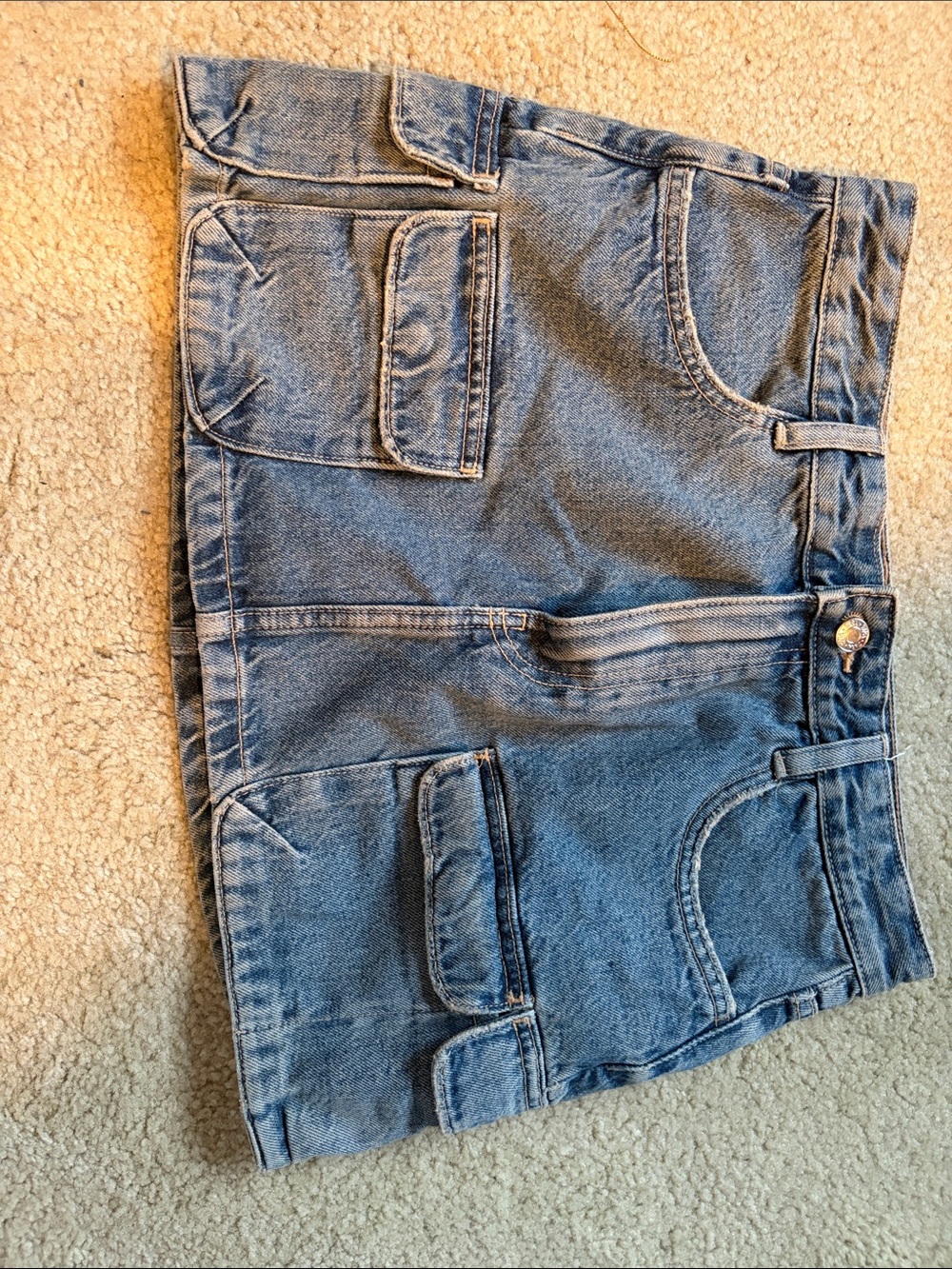 Zara Denim Cargo Mini Skirt - Blue
